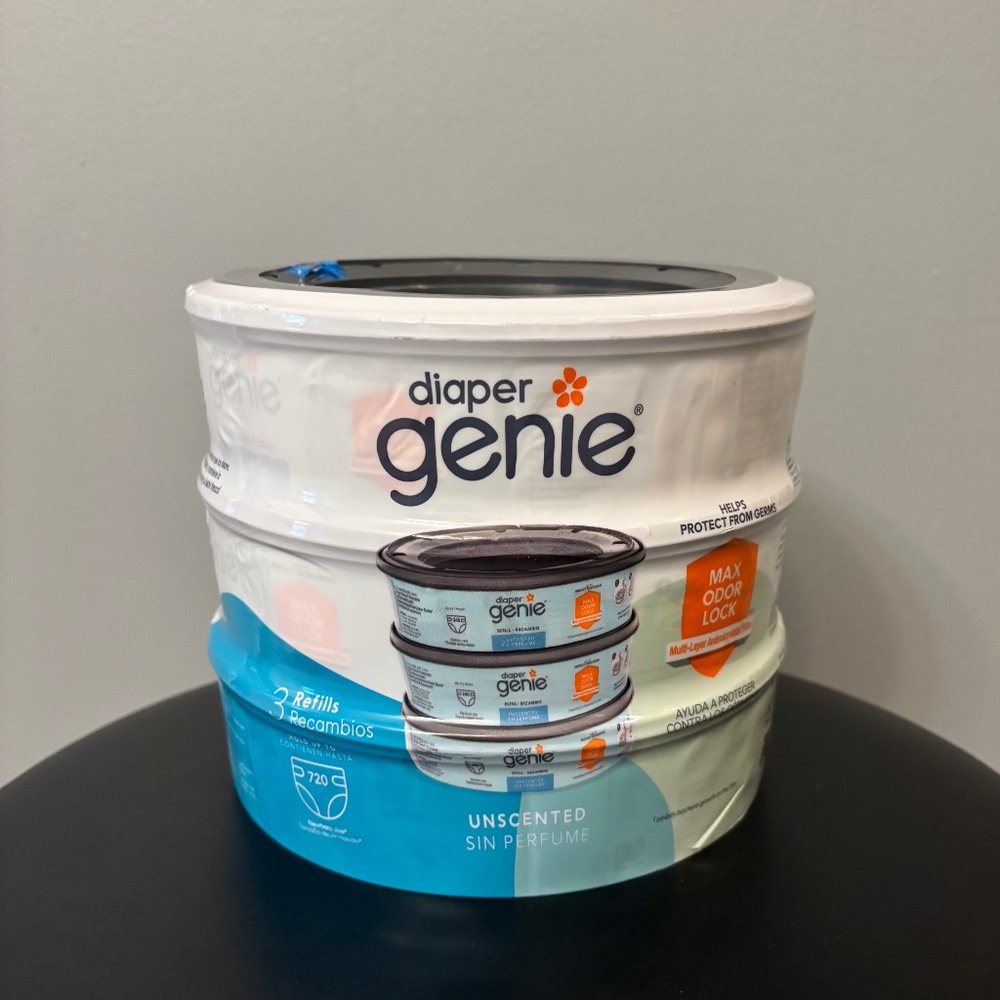 Diaper Genie Refills, Unscented, 3 Pack, Holds Up To 720 Newborn Diapers - New